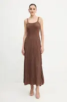 Šaty Morgan hnědá barva, maxi, RMARMAI
