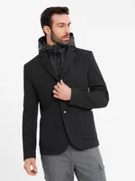 Ombre Men's jacket with high collar and hood - black