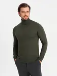 Ombre Men's knitted turtleneck with viscose - dark grey