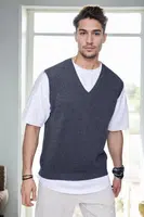 26088 Dewberry V-Neck Mens Sweater-ANTHRACITE