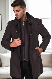 PLT8335 DEWBERRY MEN'S COAT-DIAGONAL BLACK-ANTHRACITE-3