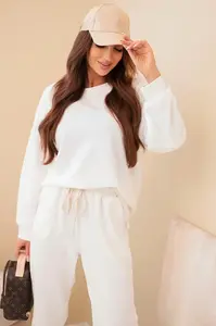 Kesi Włoski Komplet teplákové + kalhoty máslová látka bílý