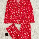 Trendyol Red Soft Feeling Christmas Themed Knitted Pajama Set
