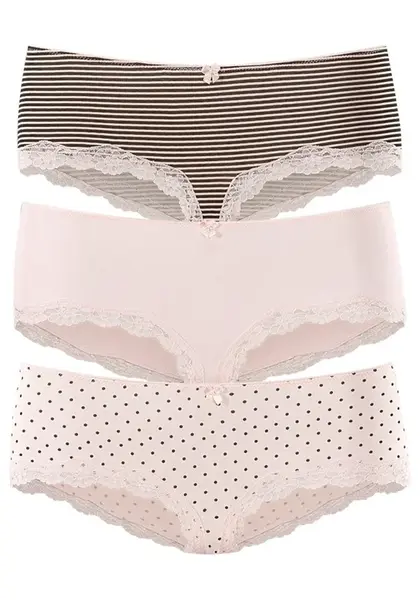 LASCANA Nohavičky  tmavohnedá / pastelovo ružová