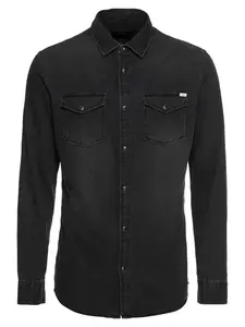 JACK & JONES Košeľa 'Sheridan'  antracitová / biela