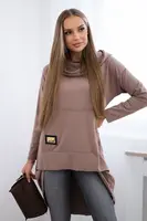 Mikina s dlouhým zadním dílem a kapucí mocca