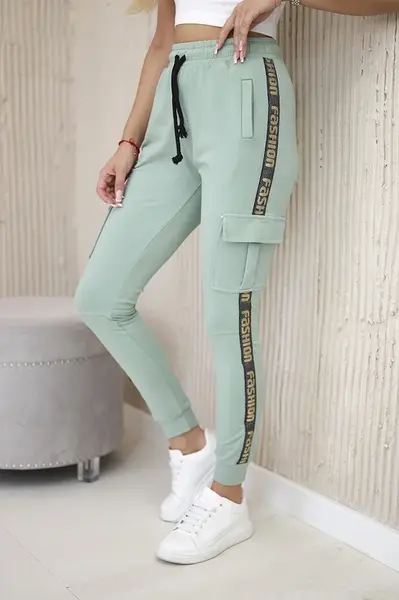 Kalhoty cargo tmavě mátová