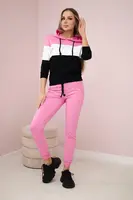 Set s barevnými pruhy světle růžová+ecru