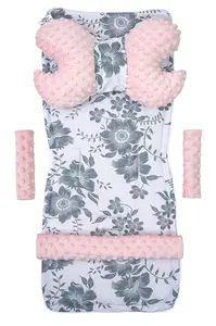 Medi Partners Stroller insert in a 4-piece set - Berry + pink Minky