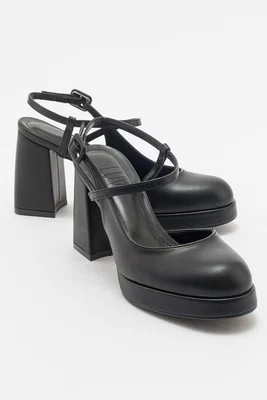 LuviShoes CAPE Černé Kožené Dámské Boty na Platformě s Podpatkem