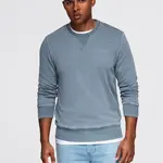 Ombre Washed men's sweatshirt with decorative stitching at the neckline - light blue
