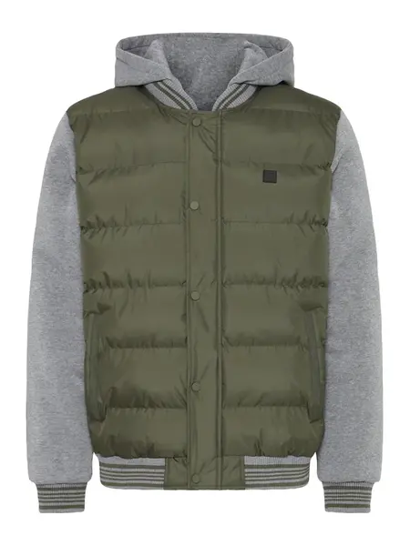 BLEND Prechodná bunda 'BHERNIE'  sivá melírovaná / tmavozelená