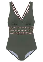 LASCANA Jednodielne plavky  béžová / hnedá / olivová