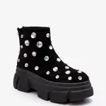 Dámské zimní kotníkové boty s krystaly