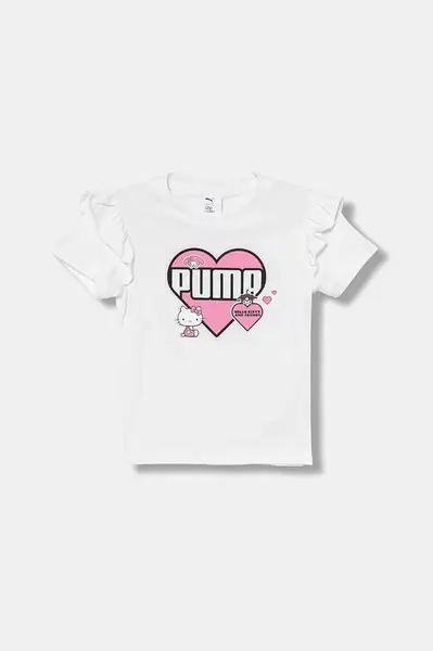 Dětské bavlněné tričko Puma PUMA X HELLO KITTY & FRIENDS Ruffle Tee bílá barva, 632386