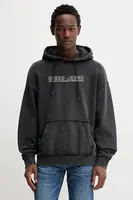 Bavlněná mikina Guess Jeans pánská, šedá barva, s kapucí, s potiskem, M5BQ30 KCPR1