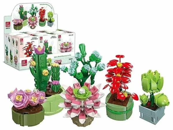 Sada stavebnice – kaktus v květináči (mix vzorů)