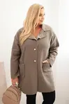 Kesi Włoski Dámský kabát Plus Size beránek s vlnou a kapsami fango