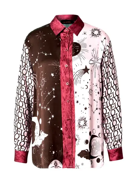 miss goodlife Blúzka 'Snake Charm'  čokoládová / žltá / ružová / purpurová