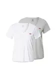 LEVI'S ® Tričko 'Perfect V-Neck Tee (2-Pack)'  sivá / biela
