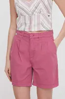 Kraťasy Pepe Jeans VANIA dámské, růžová barva, hladké, high waist, PL801094