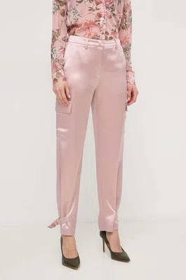 Kalhoty Guess MARZIA dámské, růžová barva, jednoduché, high waist, W4GB50 WG7C0