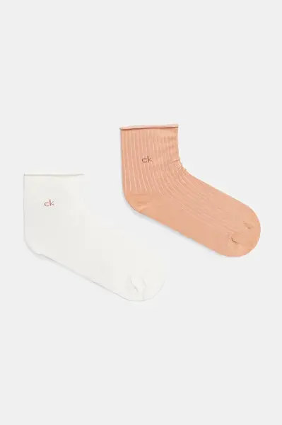 Ponožky Calvin Klein 2-pack dámské, oranžová barva, 701229681