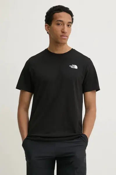Bavlněné tričko The North Face M S/S Redbox Tee černá barva, s potiskem, NF0A87NPJK31
