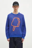 Svetr z vlněné směsi ICECREAM Popsicle Crewneck modrá barva, IC24436