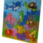 TULIMI Dřevěné zábavné puzzle vkládací 30x30cm - Oceán II.