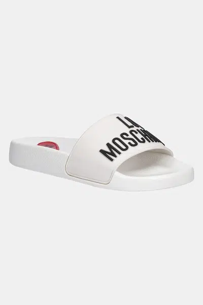Pantofle Love Moschino dámské, bílá barva, JA28052G1MI14100