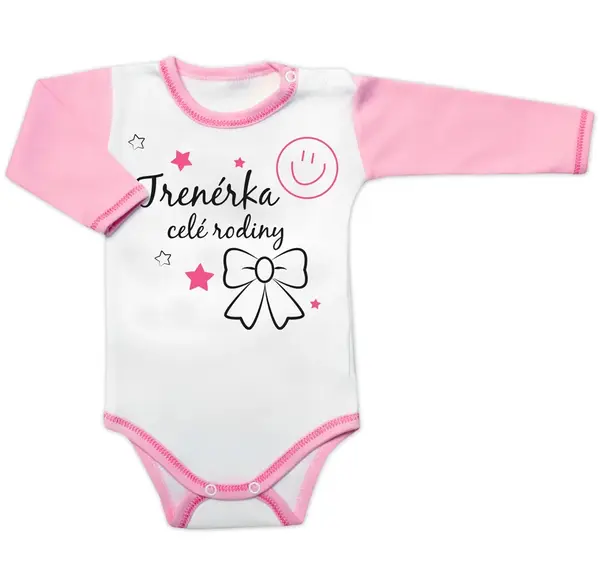 Baby Nellys Body dl. rukáv s vtipným textem, Trenérka celé rodiny, vel. 62