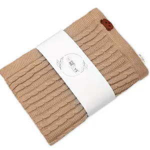 Baby Nellys Bambusová deka pro miminko Teddy, 80x100cm, pletený cop, béžová