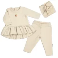 Baby Nellys Luxusní bavlněná sada, 3D, NATURE - béžová, vel. 86