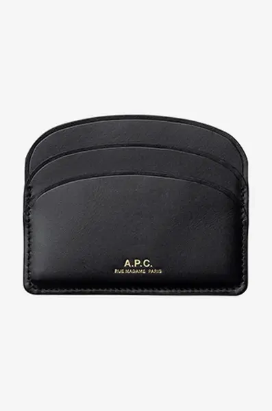 Kožené pouzdro na karty A.P.C. Porte-cartes Demi-lune PXAWV-F63270 BLACK