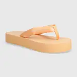 Žabky Calvin Klein Jeans BEACH SANDAL FLATFORM PADDED NY dámské, oranžová barva, na plochém podpatku, YW0YW01400