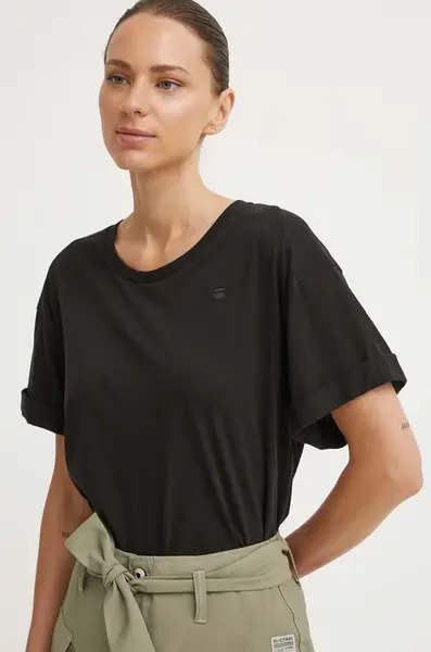 Bavlněné tričko G-Star Rolled up sl BF černá barva, D24524-4107