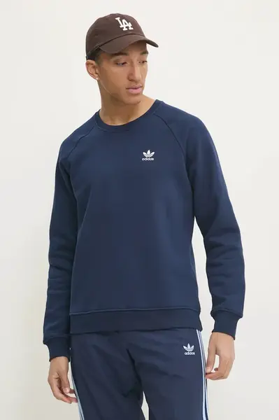 Mikina adidas Originals Essential pánská, tmavomodrá barva, hladká, IY4935