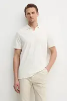 Polo tričko s lněnou směsí Calvin Klein béžová barva, K10K114136