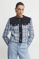 Blazer s příměsí vlny BOSS tmavomodrá barva, 50531888