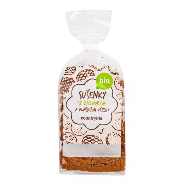 Country Life Sušenky se zázvorem a vlašskými ořechy BIO 175 g