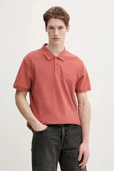 Bavlněné polo tričko Levi's oranžová barva