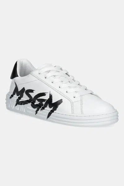 Kožené tenisky MSGM bílá barva, 3841MDS506