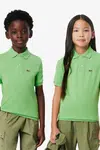 Dětská bavlněná polokošile Lacoste zelená barva