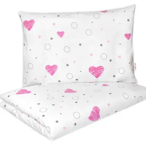 Baby Nellys Dětské povlečení, bavlna 2D 140x200/70x90, I love Girl, , růžová/bílá