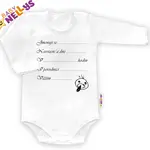 Baby Nellys Body dl. rukáv vel. 80, ® - bílé - Narodil jsem se...