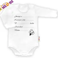 Baby Nellys Body dl. rukáv vel. 80, ® - bílé - Narodil jsem se...