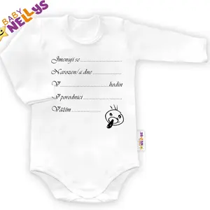 Baby Nellys Body dl. rukáv vel. 80, ® - bílé - Narodil jsem se...