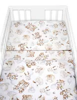 Baby Nellys Mantinel s povlečením do postýlky, 3D sada - Sny zvířátek, bílá/hnědá