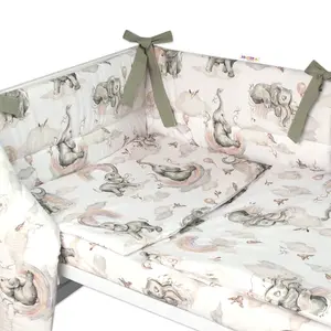 Baby Nellys 3-dílná sada Mantinel s povlečením, Slon a Duha, bílá/šedá, 135x100 cm